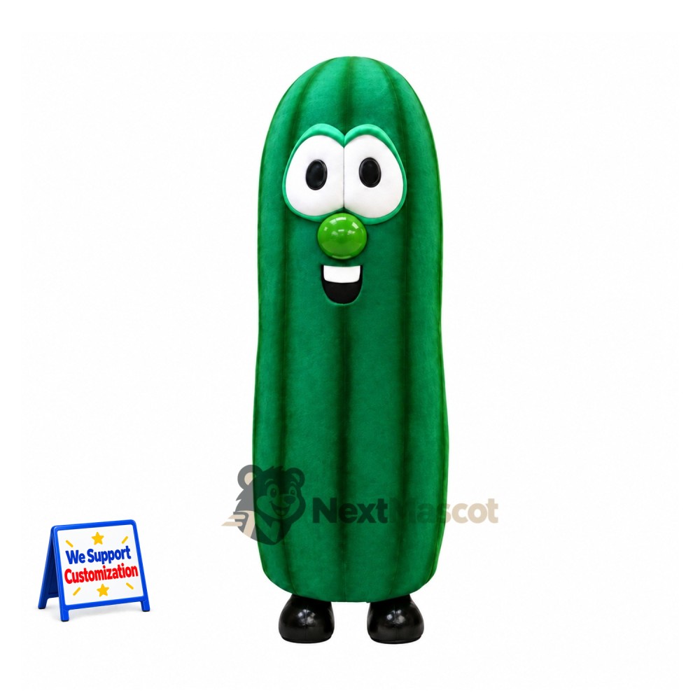 Cucumber Mascot Costume - Green, Vertical Ridges Cucumber Mascot Costume - Green, Vertical Ridges