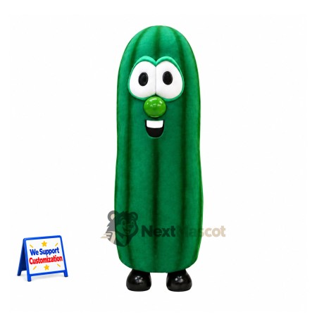 Cucumber Mascot Costume - Green, Vertical Ridges Cucumber Mascot Costume - Green, Vertical Ridges