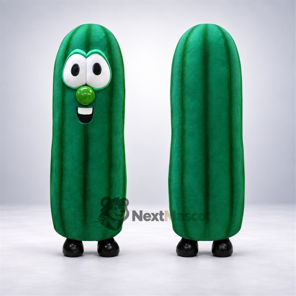 Cucumber Mascot Costume - Green, Vertical Ridges Cucumber Mascot Costume - Green, Vertical Ridges