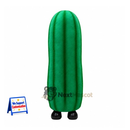 Cucumber Mascot Costume - Green, Vertical Ridges Cucumber Mascot Costume - Green, Vertical Ridges