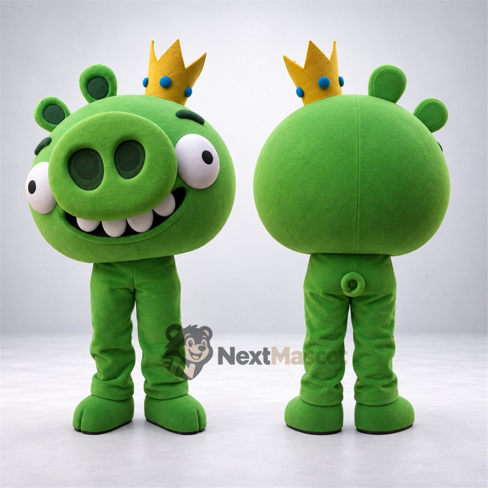 Pig Mascot Costume - Green, Crown