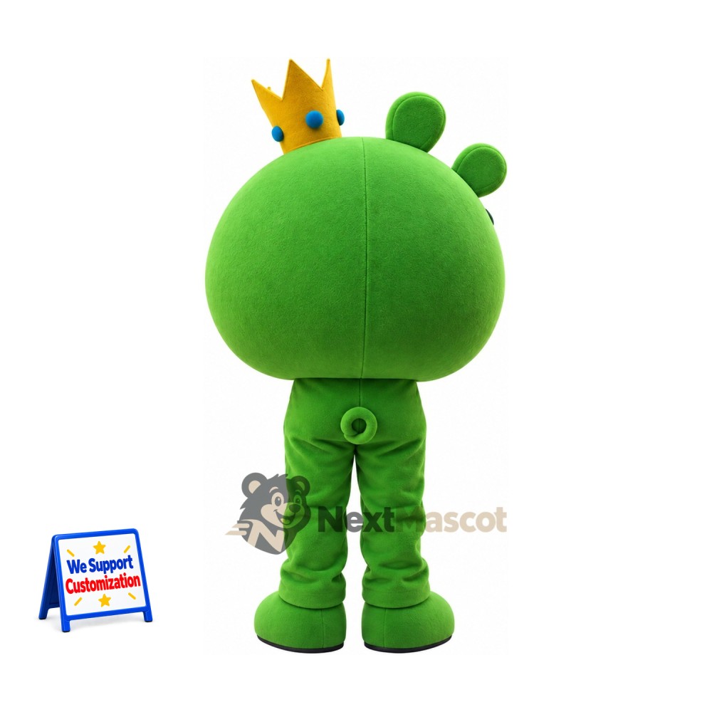 Pig Mascot Costume - Green, Crown