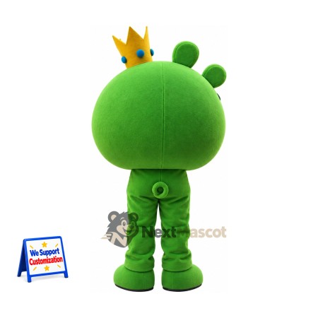 Pig Mascot Costume - Green, Crown