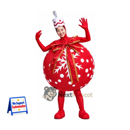 Christmas Ornament Mascot Costume - Red, Snowflakes