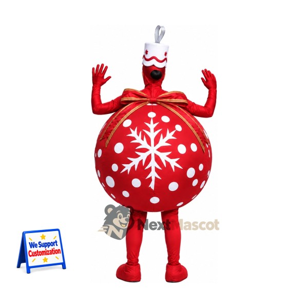 Christmas Ornament Mascot Costume - Red, Snowflakes