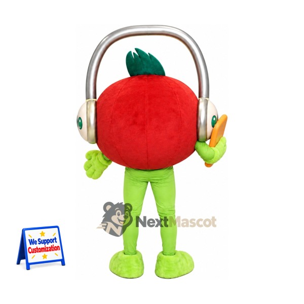 Apple Mascot Costume - Red, Headphones