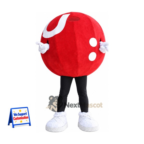 Ball Mascot Costume - Red, White Crescent