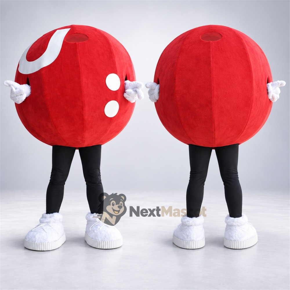 Ball Mascot Costume - Red, White Crescent Ball Mascot Costume - Red, White Crescent
