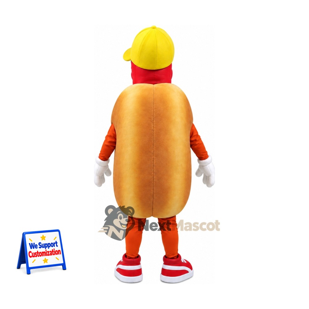 Hot Dog Mascot Costume - Yellow Cap and Red Sneakers Hot Dog Mascot Costume - Yellow Cap and Red Sneakers