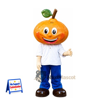 Orange Head Boy Mascot Costume - White Shirt and Blue Pants Orange Head Boy Mascot Costume - White Shirt and Blue Pants
