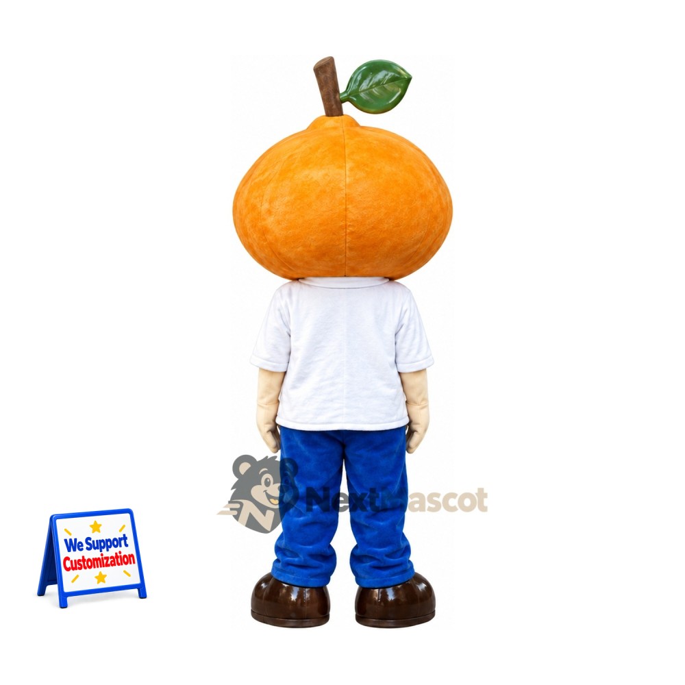 Orange Head Boy Mascot Costume - White Shirt and Blue Pants Orange Head Boy Mascot Costume - White Shirt and Blue Pants