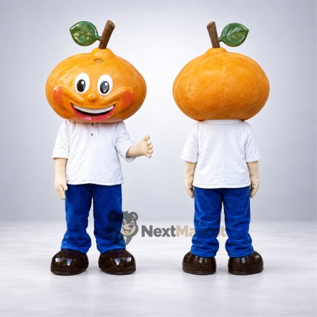 Orange Head Boy Mascot Costume - White Shirt and Blue Pants Orange Head Boy Mascot Costume - White Shirt and Blue Pants