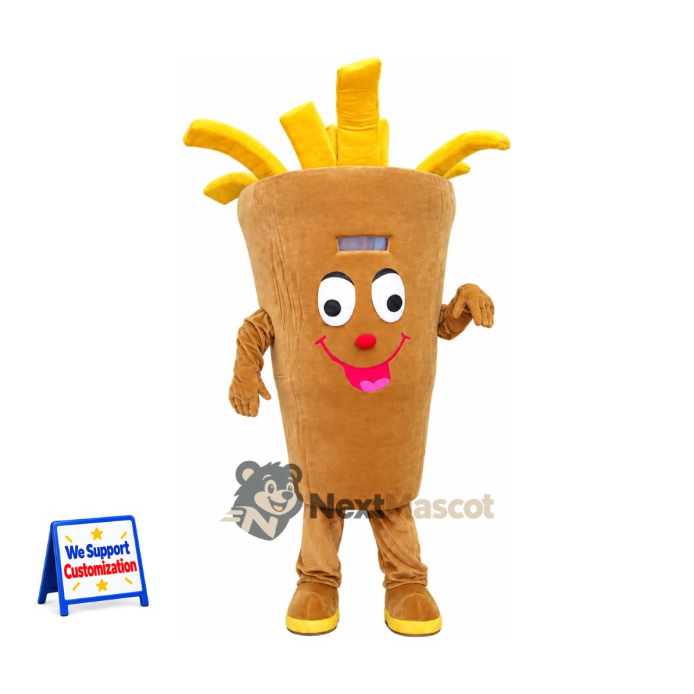 French Fries Mascot Costume - Brown Cone French Fries Mascot Costume - Brown Cone