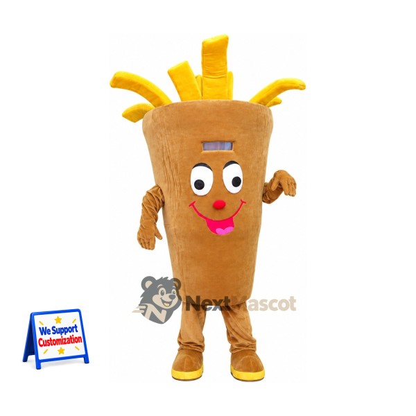 French Fries Mascot Costume - Brown Cone