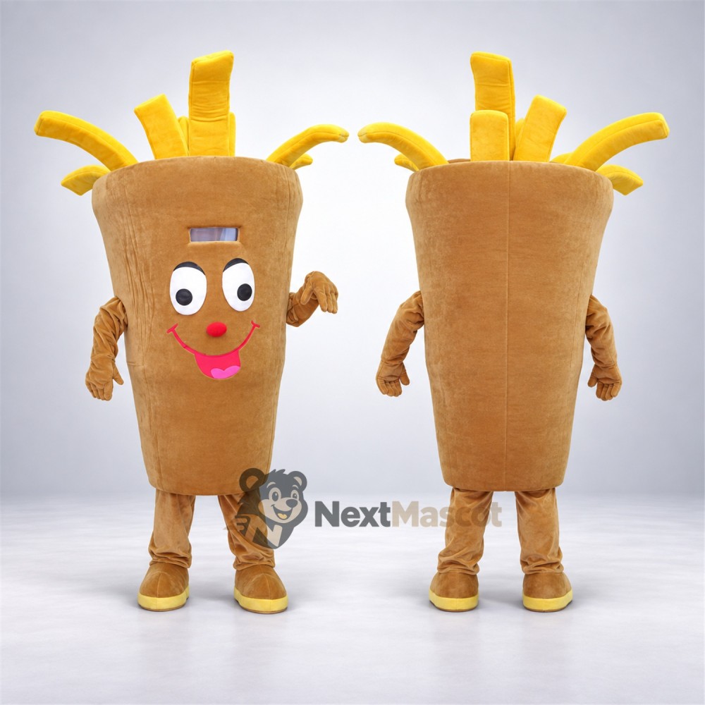 French Fries Mascot Costume - Brown Cone French Fries Mascot Costume - Brown Cone
