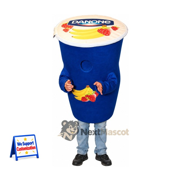 Yogurt Cup Mascot Costume - Blue