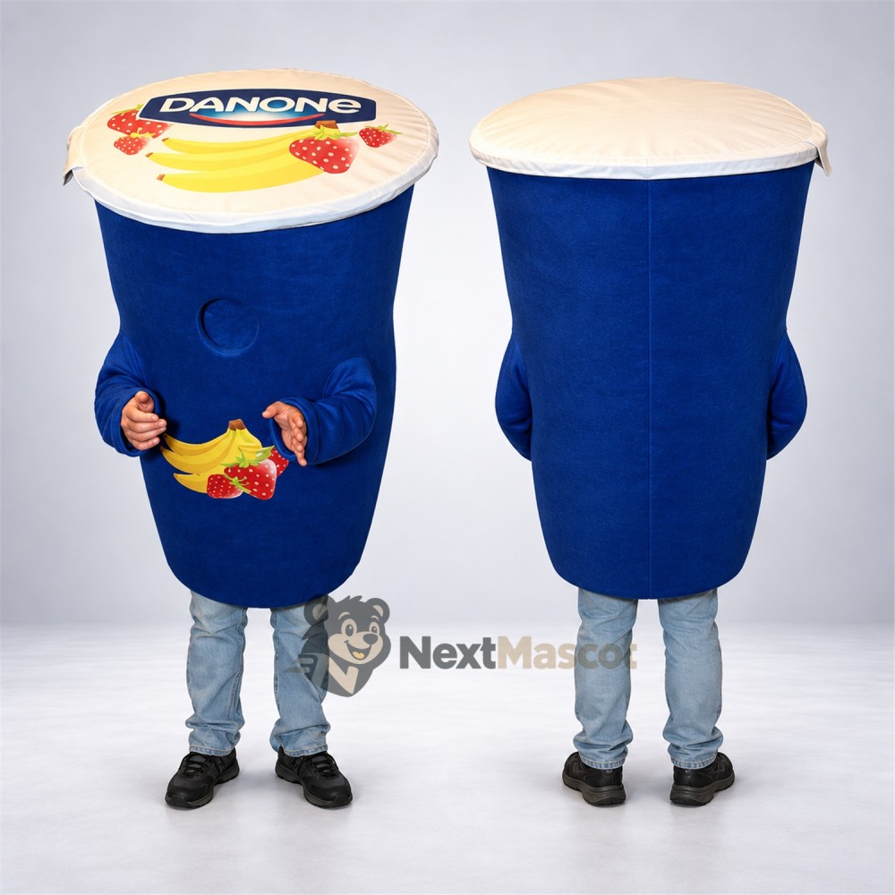 Yogurt Cup Mascot Costume - Blue Yogurt Cup Mascot Costume - Blue