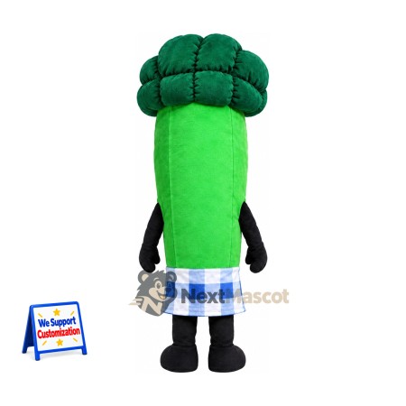 Broccoli Mascot Costume - Blue Plaid Shorts Broccoli Mascot Costume - Blue Plaid Shorts