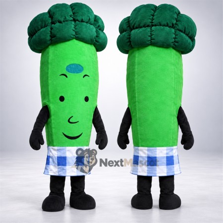 Broccoli Mascot Costume - Blue Plaid Shorts Broccoli Mascot Costume - Blue Plaid Shorts