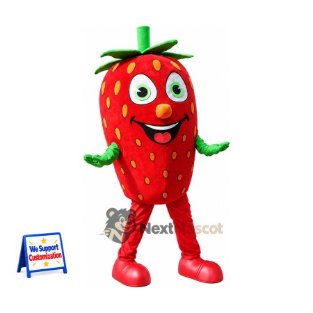 Strawberry Mascot Costume - Round Green Eyes Strawberry Mascot Costume - Round Green Eyes