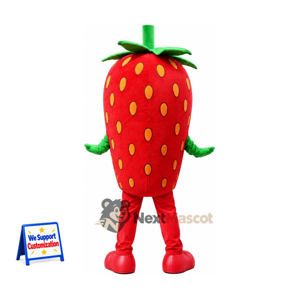 Strawberry Mascot Costume - Round Green Eyes Strawberry Mascot Costume - Round Green Eyes
