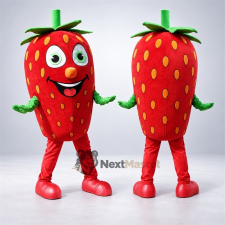 Strawberry Mascot Costume - Round Green Eyes Strawberry Mascot Costume - Round Green Eyes