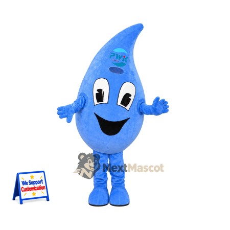 Water Drop Mascot Costume - Blue, Tall Curved Tip Water Drop Mascot Costume - Blue, Tall Curved Tip