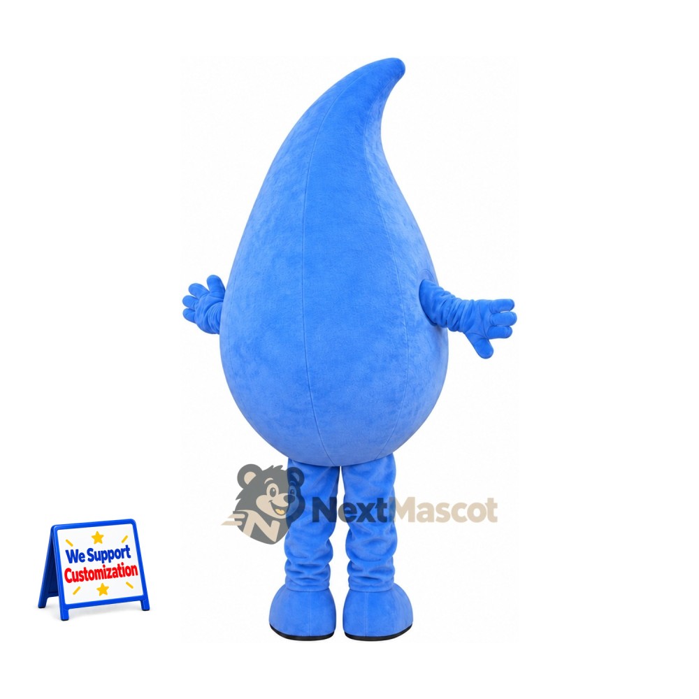 Water Drop Mascot Costume - Blue, Tall Curved Tip Water Drop Mascot Costume - Blue, Tall Curved Tip