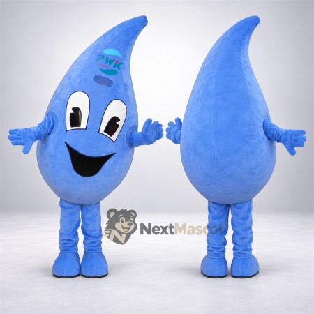 Water Drop Mascot Costume - Blue, Tall Curved Tip Water Drop Mascot Costume - Blue, Tall Curved Tip