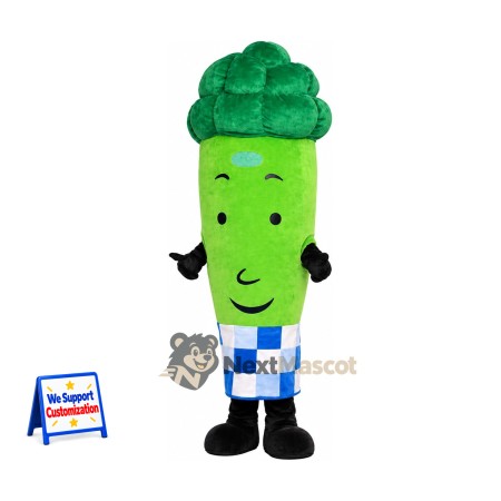 Broccoli Mascot Costume - Blue Checkered Shorts Broccoli Mascot Costume - Blue Checkered Shorts