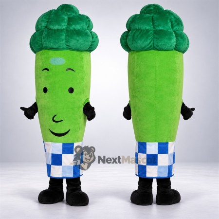 Broccoli Mascot Costume - Blue Checkered Shorts Broccoli Mascot Costume - Blue Checkered Shorts