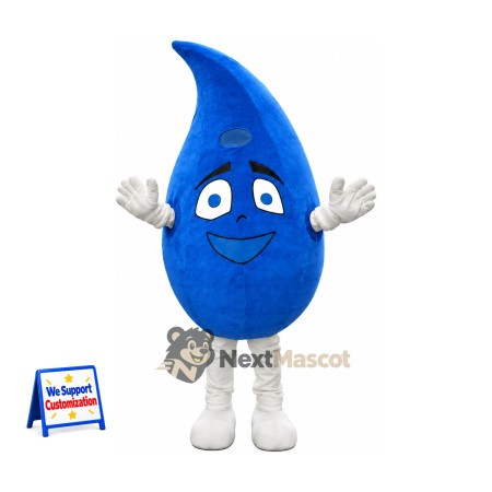 Water Drop Mascot Costume - Blue, White Legs and Blue Smile Water Drop Mascot Costume - Blue, White Legs and Blue Smile