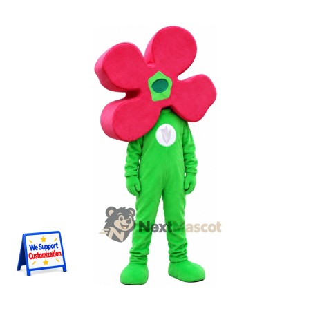 Flower Mascot Costume - Pink, Green Body Flower Mascot Costume - Pink, Green Body