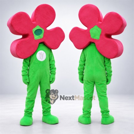 Flower Mascot Costume - Pink, Green Body Flower Mascot Costume - Pink, Green Body
