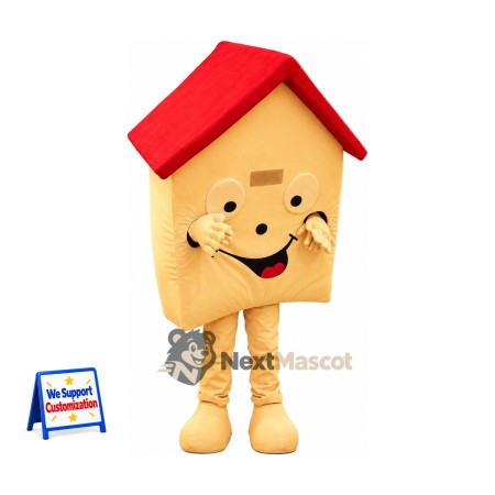 House Mascot Costume - Yellow, Red Roof House Mascot Costume - Yellow, Red Roof