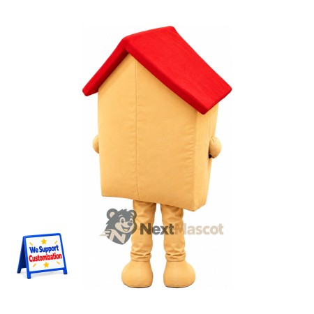 House Mascot Costume - Yellow, Red Roof House Mascot Costume - Yellow, Red Roof