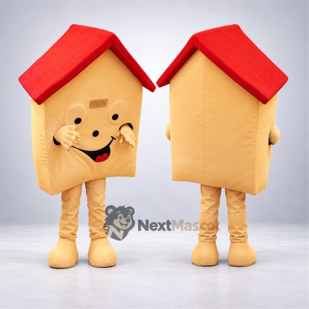House Mascot Costume - Yellow, Red Roof House Mascot Costume - Yellow, Red Roof