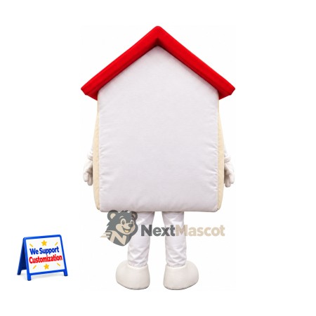 House Mascot Costume - White, Red Roof House Mascot Costume - White, Red Roof