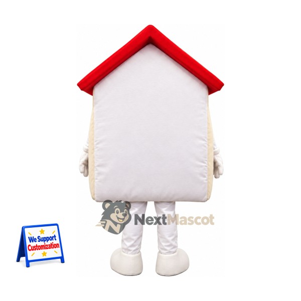 House Mascot Costume - White, Red Roof House Mascot Costume - White, Red Roof