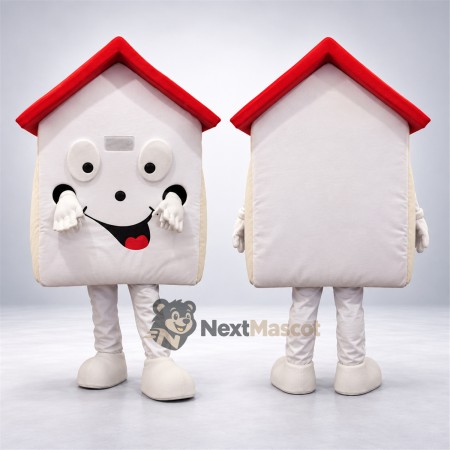 House Mascot Costume - White, Red Roof House Mascot Costume - White, Red Roof