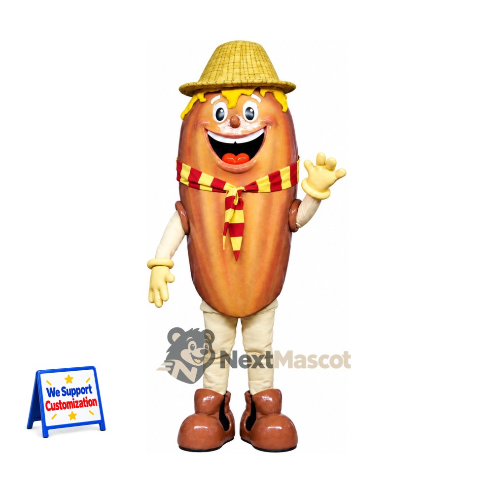 Hot Dog Mascot Costume - Straw Hat Hot Dog Mascot Costume - Straw Hat