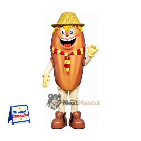 Hot Dog Mascot Costume - Straw Hat Hot Dog Mascot Costume - Straw Hat