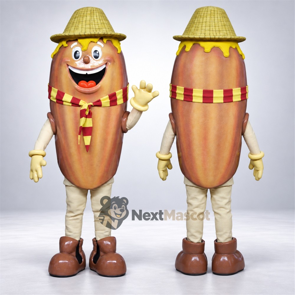 Hot Dog Mascot Costume - Straw Hat Hot Dog Mascot Costume - Straw Hat