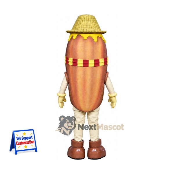 Hot Dog Mascot Costume - Straw Hat Hot Dog Mascot Costume - Straw Hat
