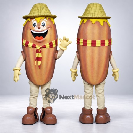 Hot Dog Mascot Costume - Straw Hat Hot Dog Mascot Costume - Straw Hat