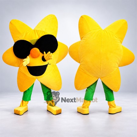Star Mascot Costume - Yellow, Sunglasses Star Mascot Costume - Yellow, Sunglasses