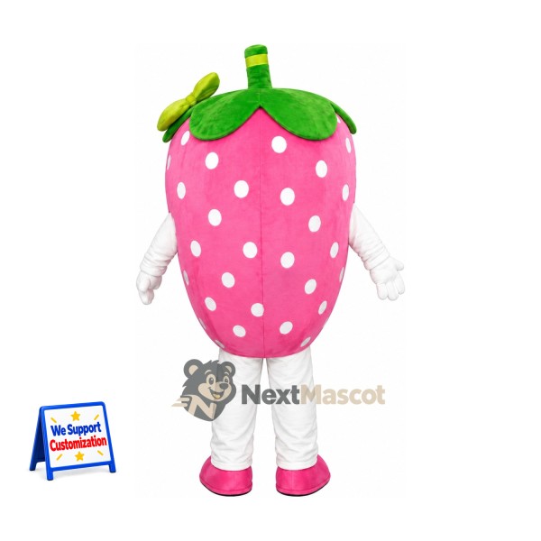 Strawberry Mascot Costume - Pink, White Seeds Strawberry Mascot Costume - Pink, White Seeds