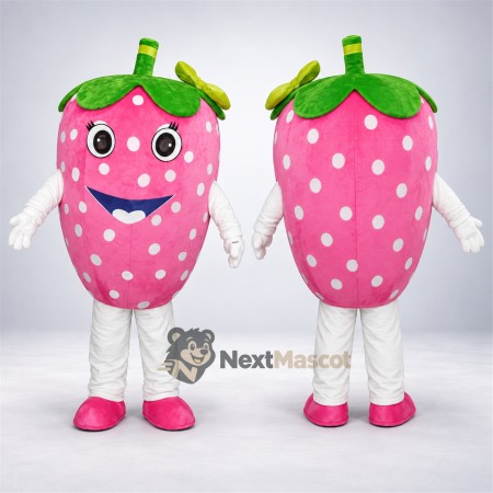 Strawberry Mascot Costume - Pink, White Seeds Strawberry Mascot Costume - Pink, White Seeds