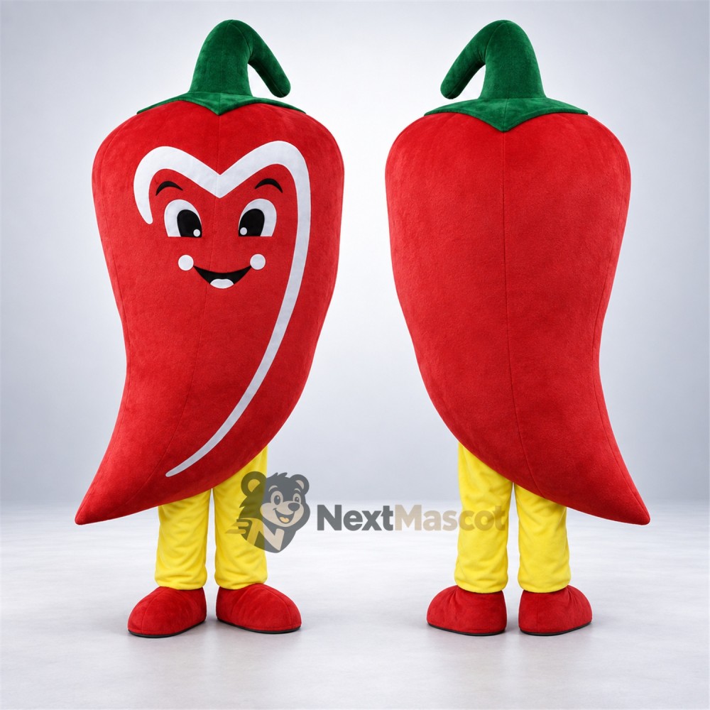 Chili Pepper Mascot Costume - Red, Yellow Legs for Food Festivals