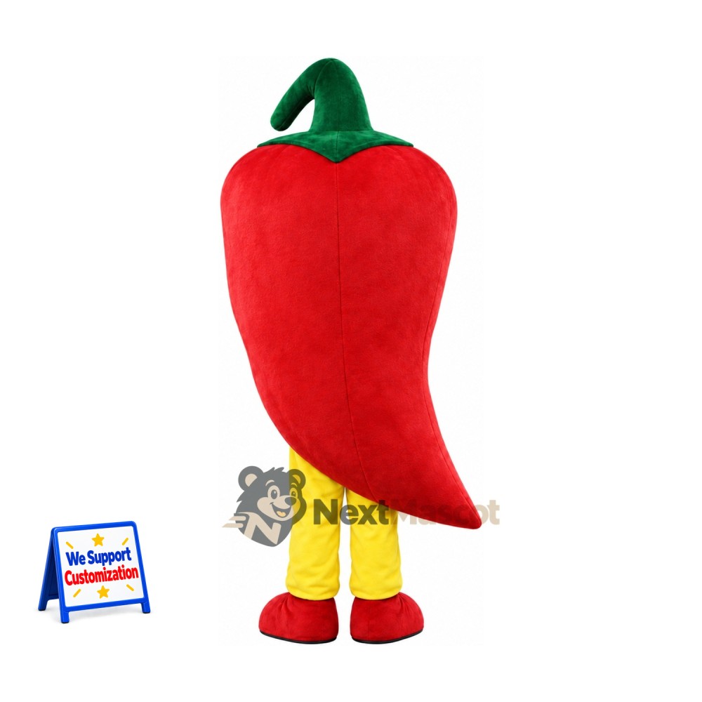 Chili Pepper Mascot Costume - Red, Yellow Legs for Food Festivals